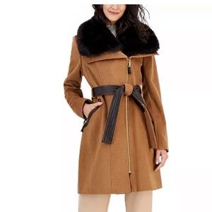 Wool blend wrap coat